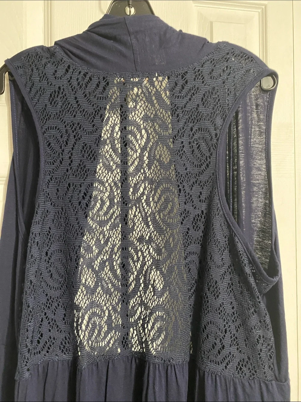Coldwater Creek Open Front knit navy blue lightweight Cardigan top Size LARGE - Picture 6 of 9